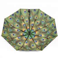 3 Folding full printing inside pocket monsoon peacock umbrella