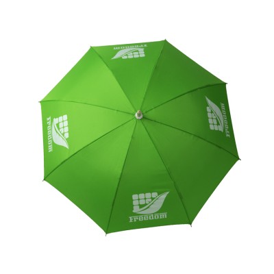 Promotional high quality manual open green golf rain umbrellas with logo prints