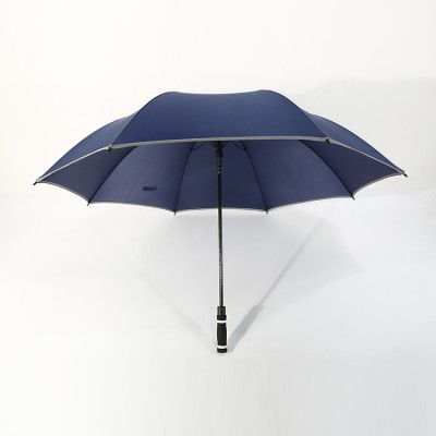 Promotional standard specification windproof auto open straight golf safety reflective umbrella