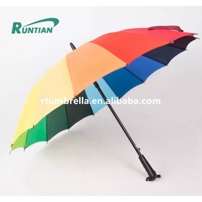 16 colors rainbow wind resistant waterproof auto open ladies long handle cheapest umbrella golf paraguas