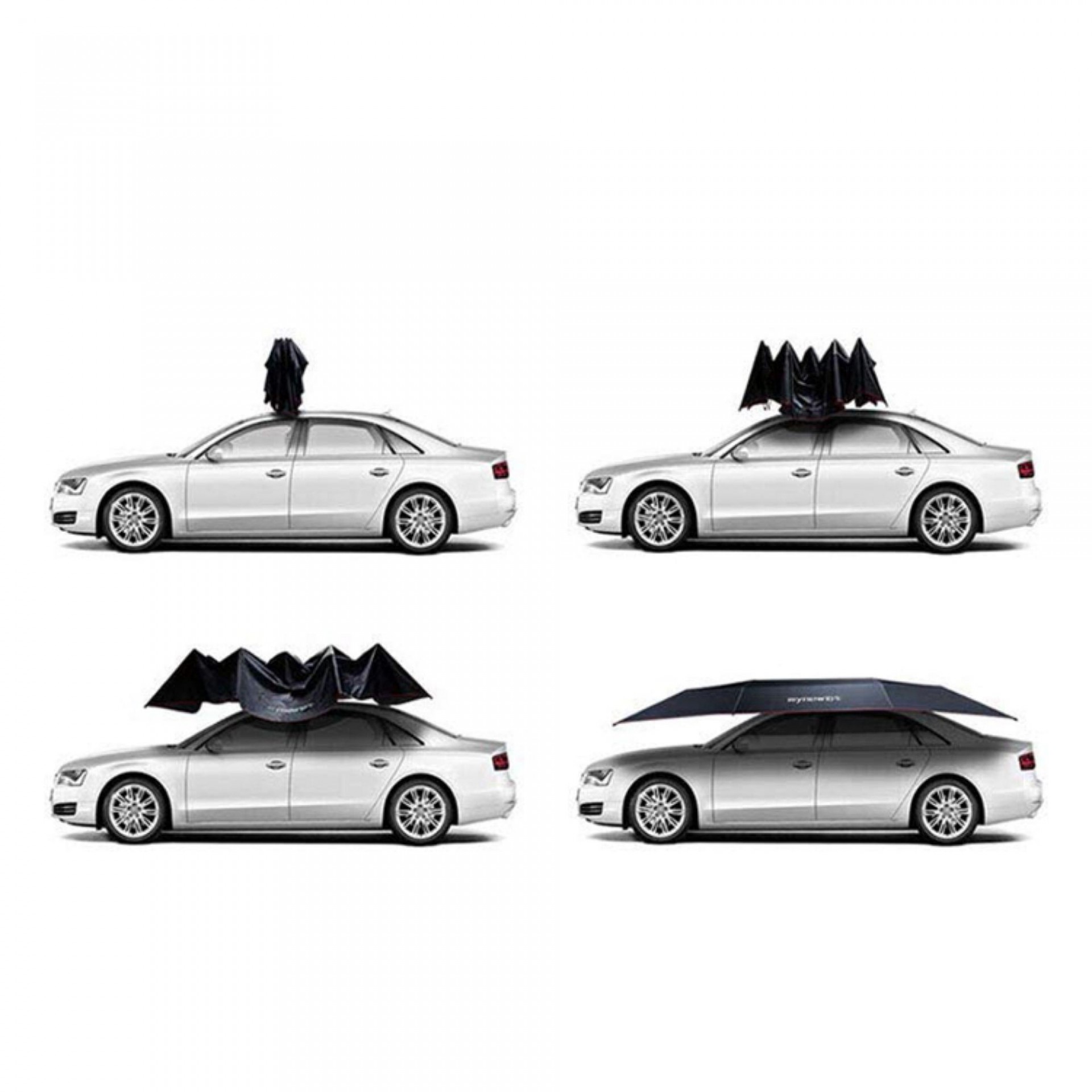 Black electric automatic sun shade wind-resistant car top umbrella with remote control wireless