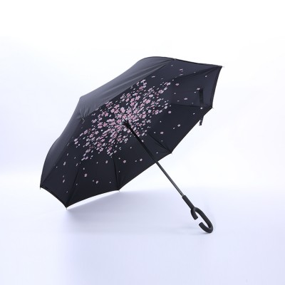 China supplier new design upside down c handle inverted automatic reverse umbrella sombrillas