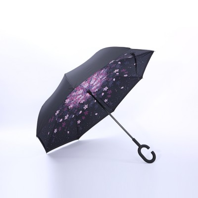 Unique mini magic reverse closing double layer inverted umbrella