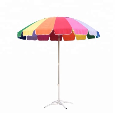 Rainbow colored 16 ribs wind resist heavy duty beach umbrella sunshade parasol